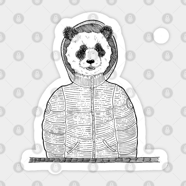 Panda in a Coat Sticker by PrintablesPassions